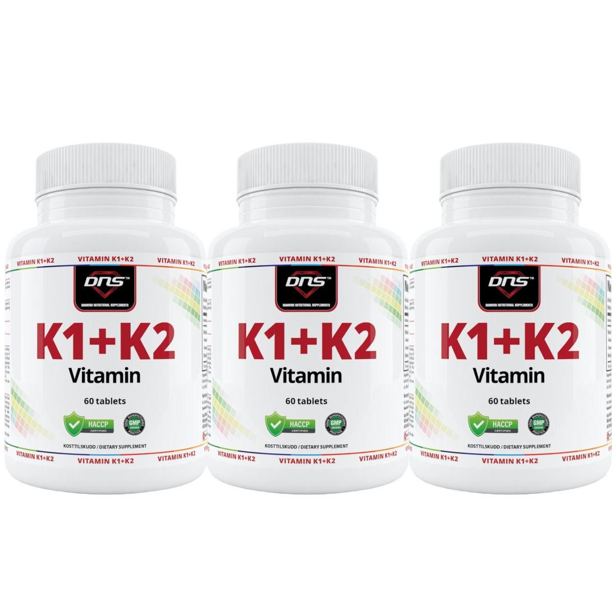 3-pack K1 + K2 Vitamin - 3 x 60 tabletter