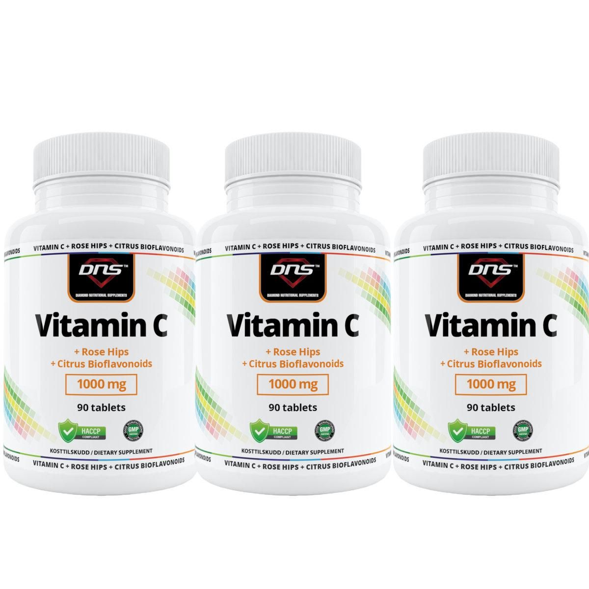 3-pack Vitamin C + Rose hips - 3 x 90 kapsler