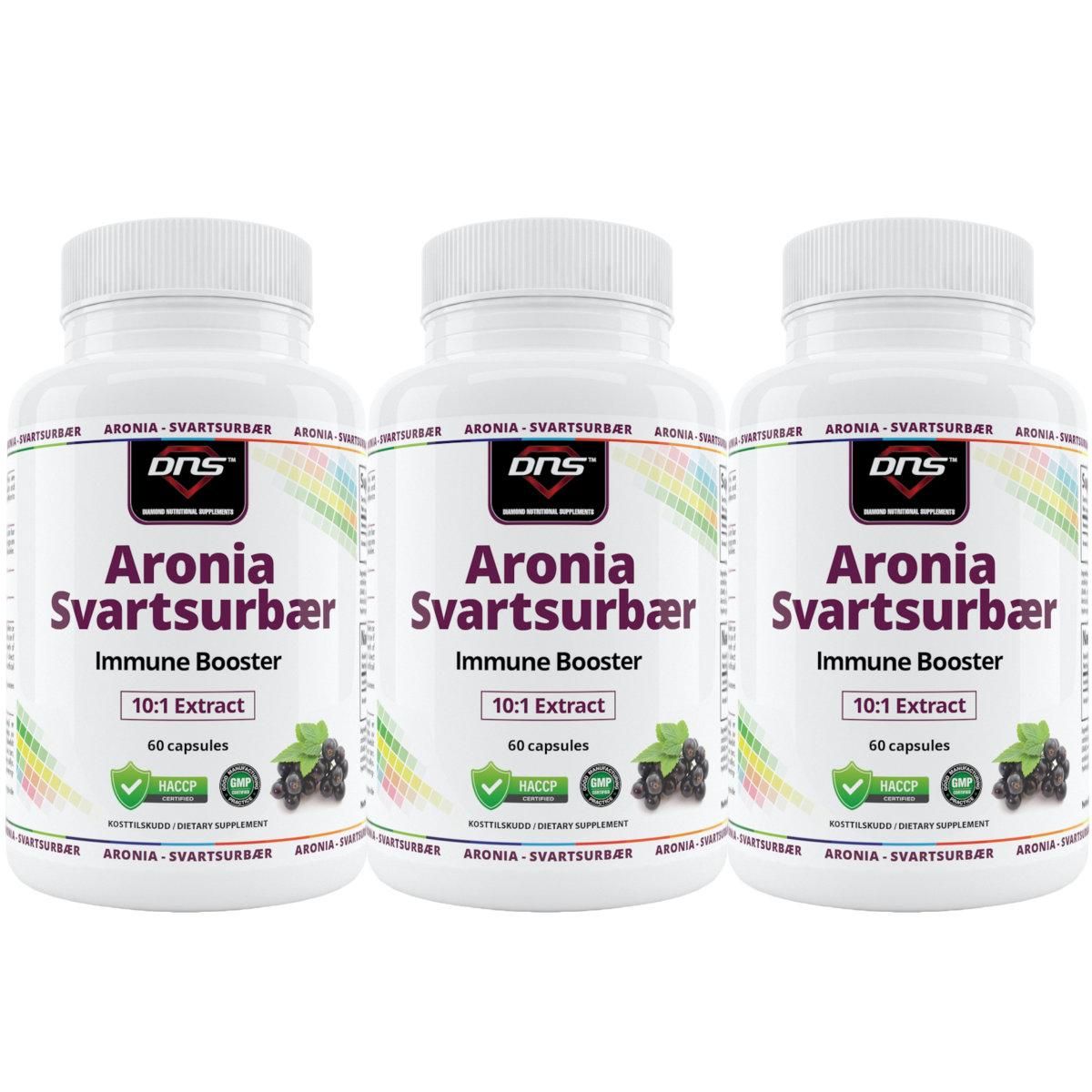 3-pack Aronia Svartsurbær - 3 x 60 kapsler
